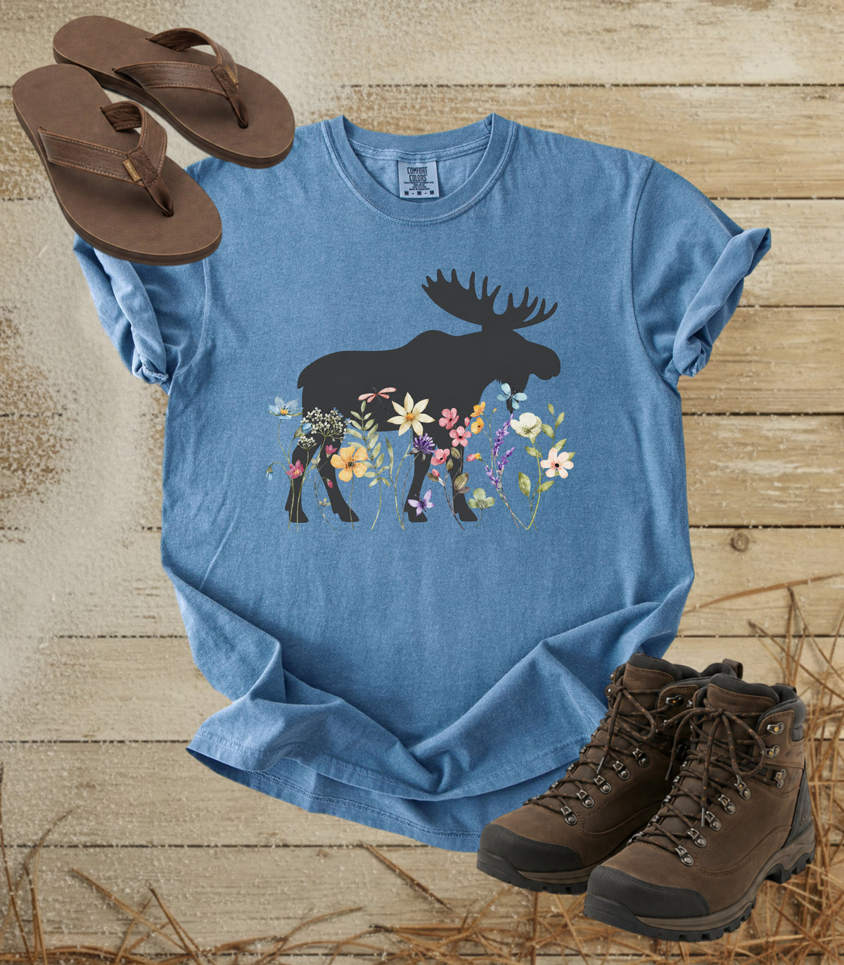 Moose in the Meadow T‑Shirt — Nature Silhouette Tee