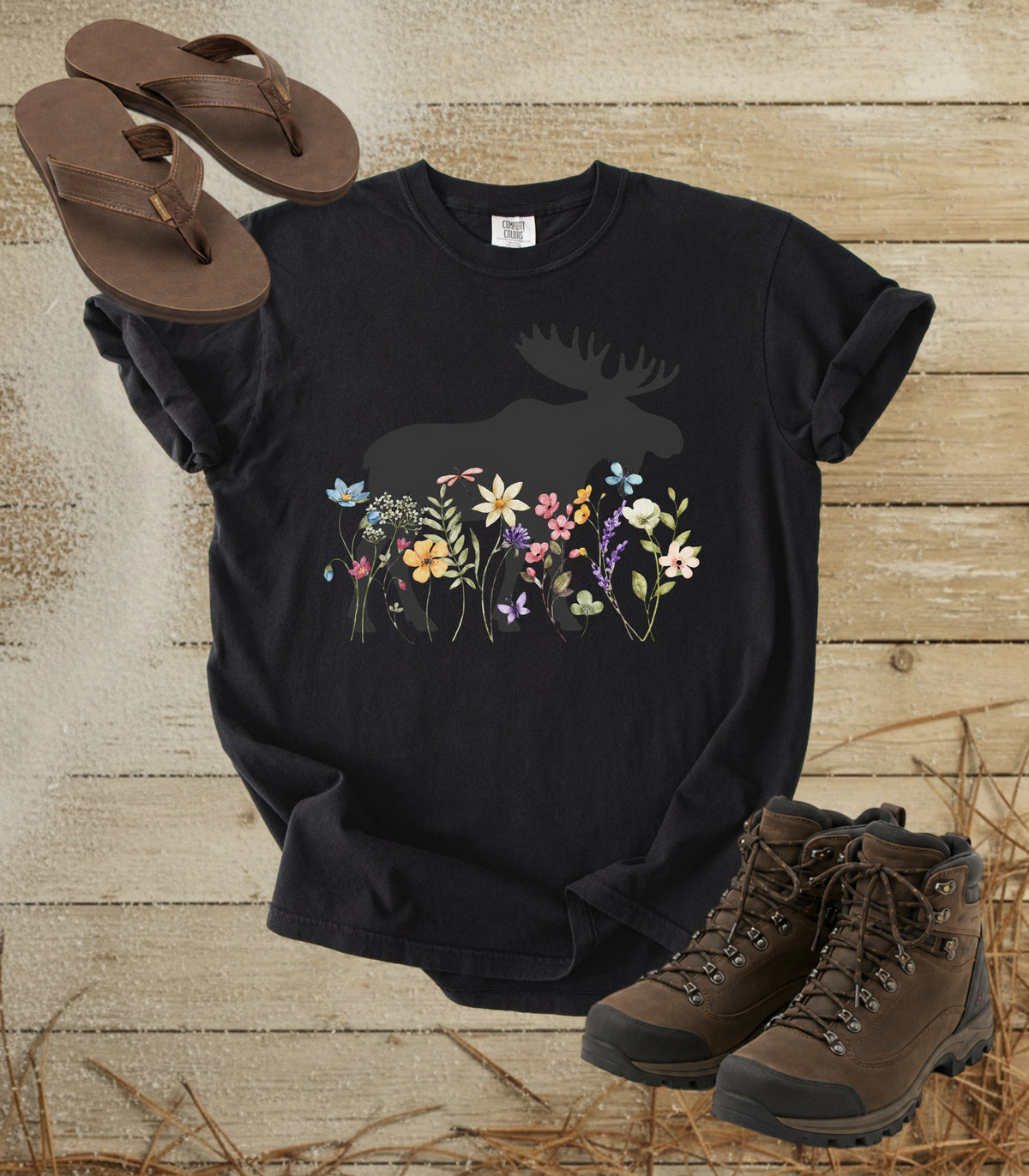 Moose in the Meadow T‑Shirt — Nature Silhouette Tee