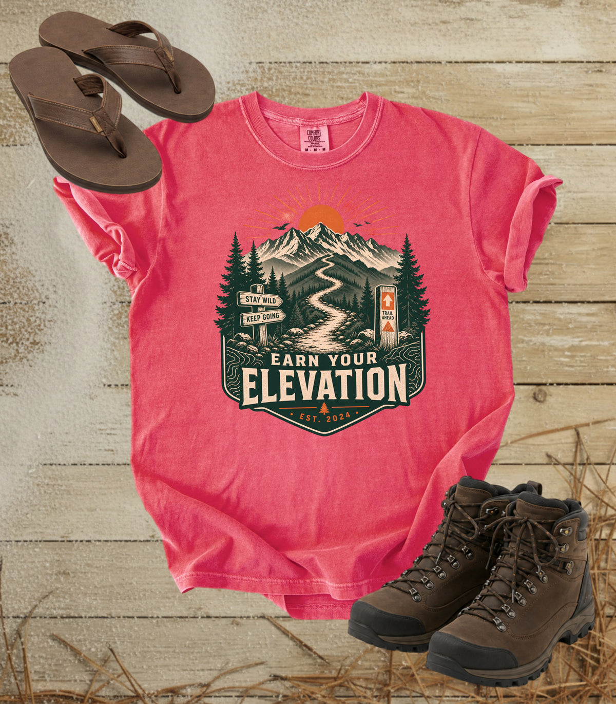 Trail Ahead Mountain T-Shirt — Adventure Hiking Graphic Tee