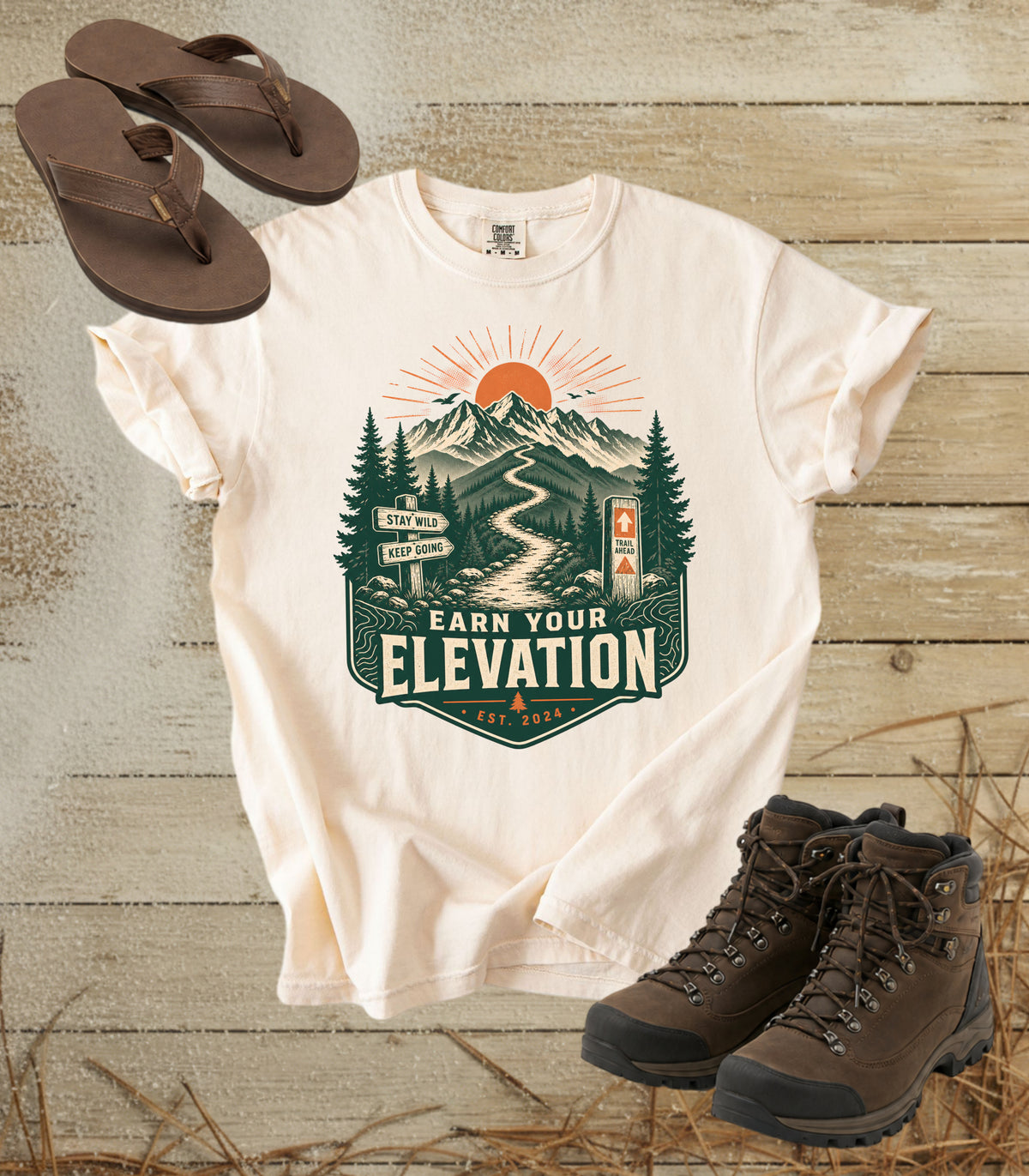 Trail Ahead Mountain T-Shirt — Adventure Hiking Graphic Tee