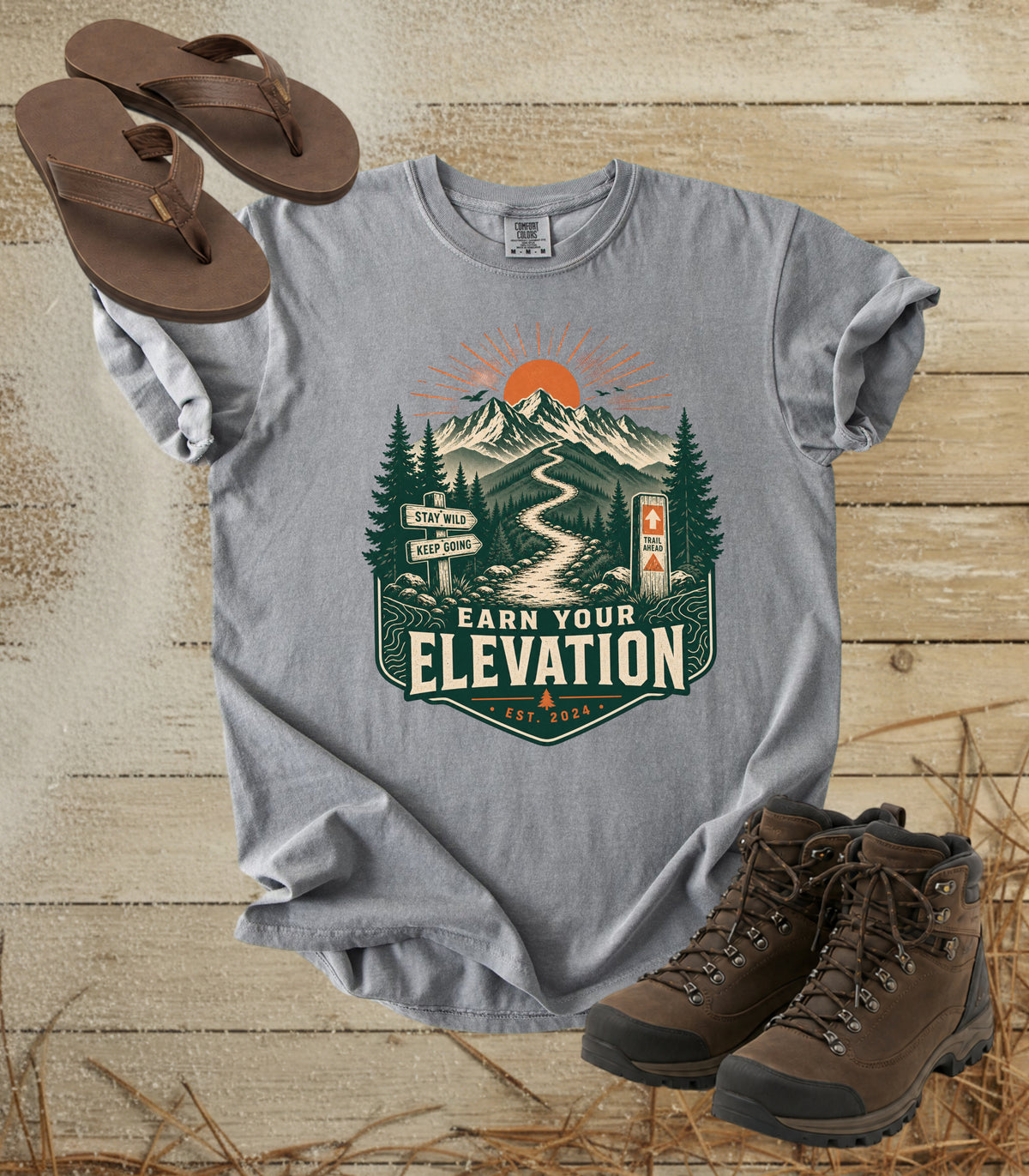 Trail Ahead Mountain T-Shirt — Adventure Hiking Graphic Tee