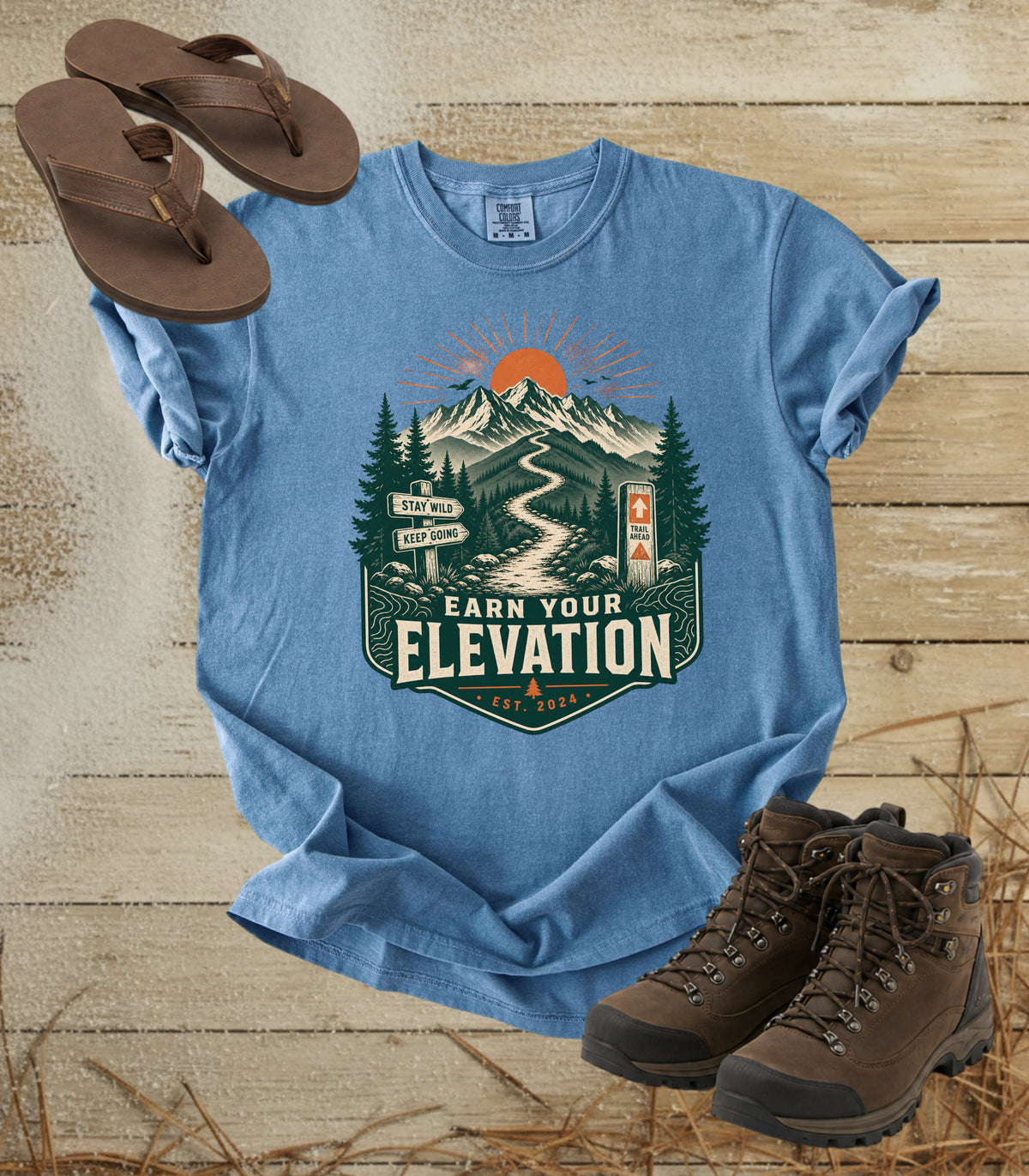 Trail Ahead Mountain T-Shirt — Adventure Hiking Graphic Tee