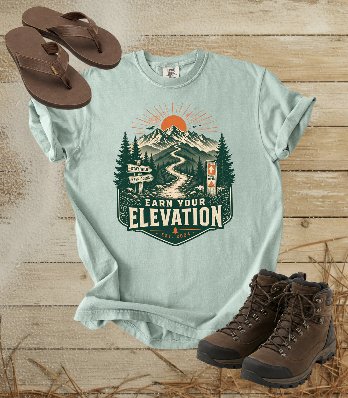 Trail Ahead Mountain T-Shirt — Adventure Hiking Graphic Tee