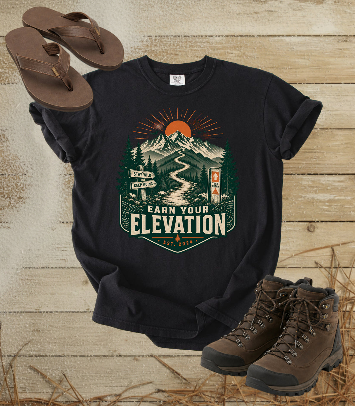 Trail Ahead Mountain T-Shirt — Adventure Hiking Graphic Tee