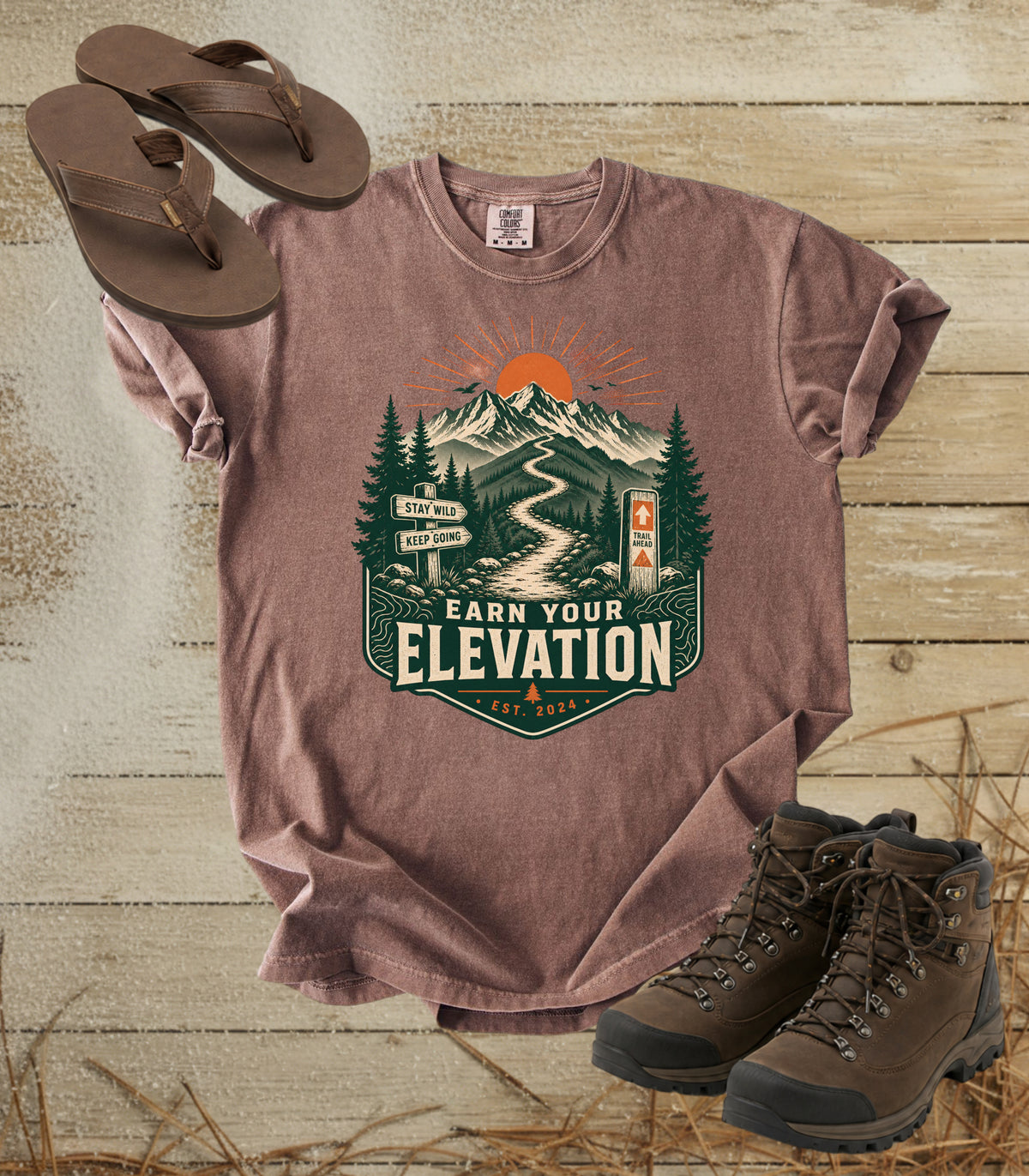 Trail Ahead Mountain T-Shirt — Adventure Hiking Graphic Tee
