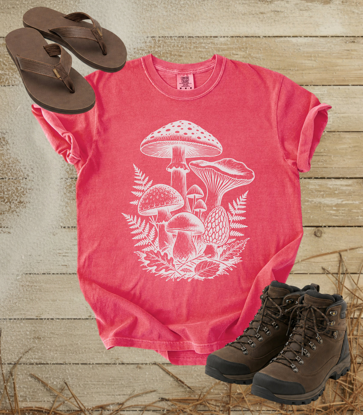 Mushroom Patch T-Shirt — Vintage Botanical Fungi Graphic Tee