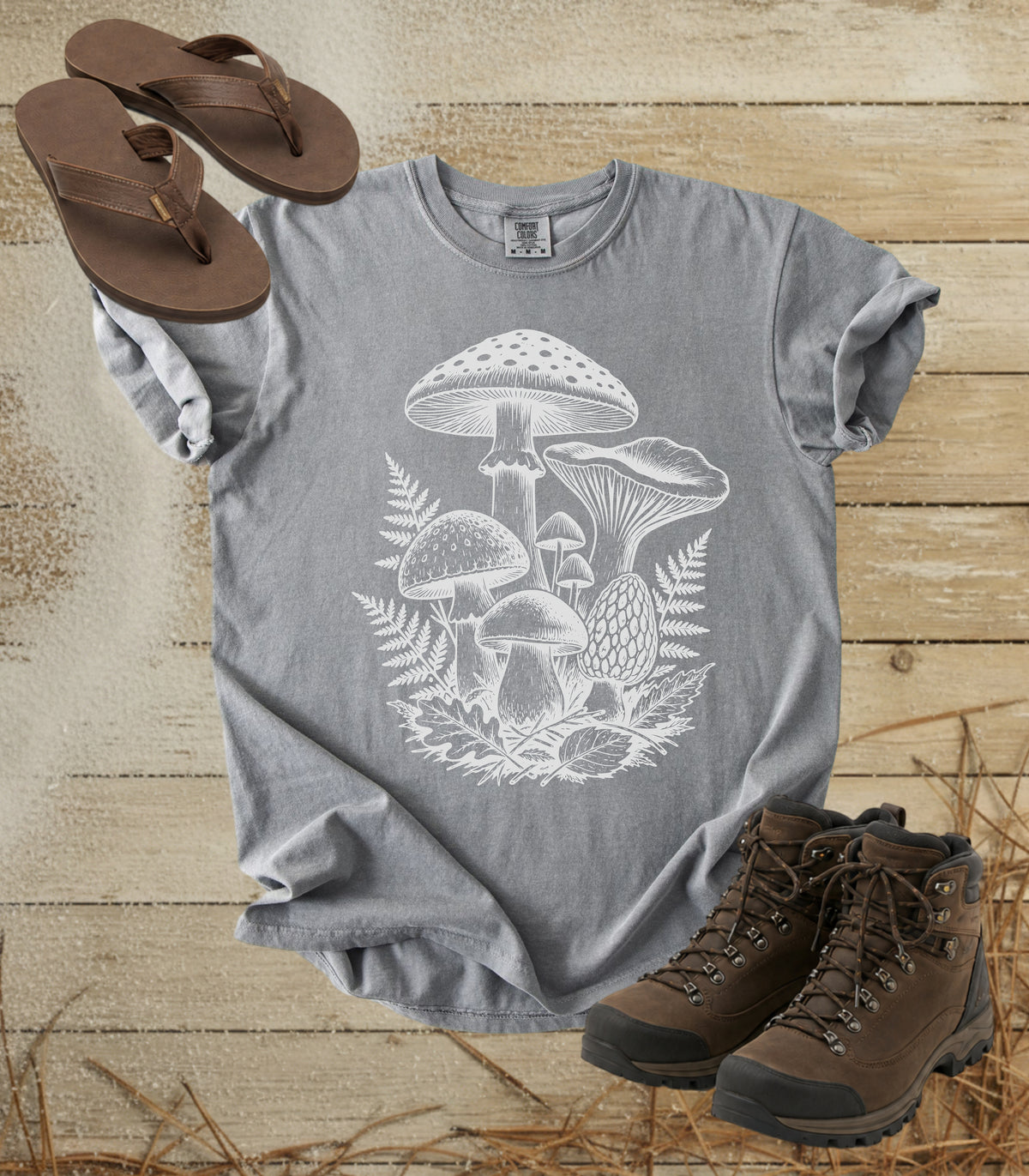 Mushroom Patch T-Shirt — Vintage Botanical Fungi Graphic Tee