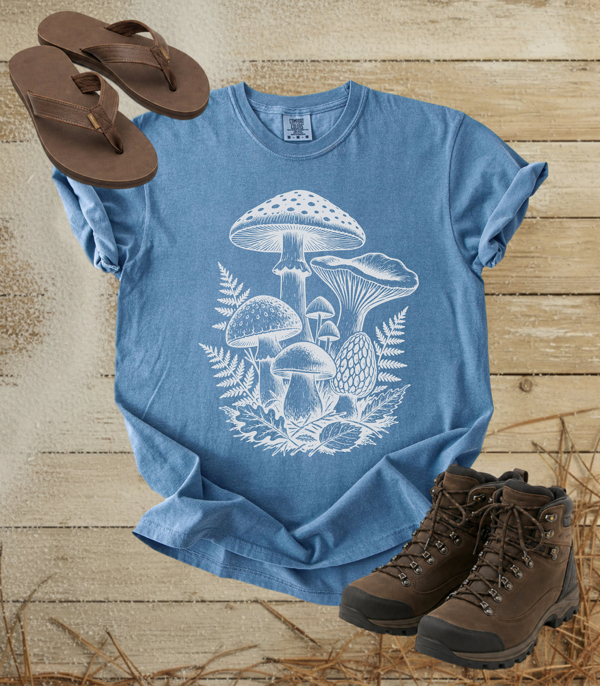 Mushroom Patch T-Shirt — Vintage Botanical Fungi Graphic Tee