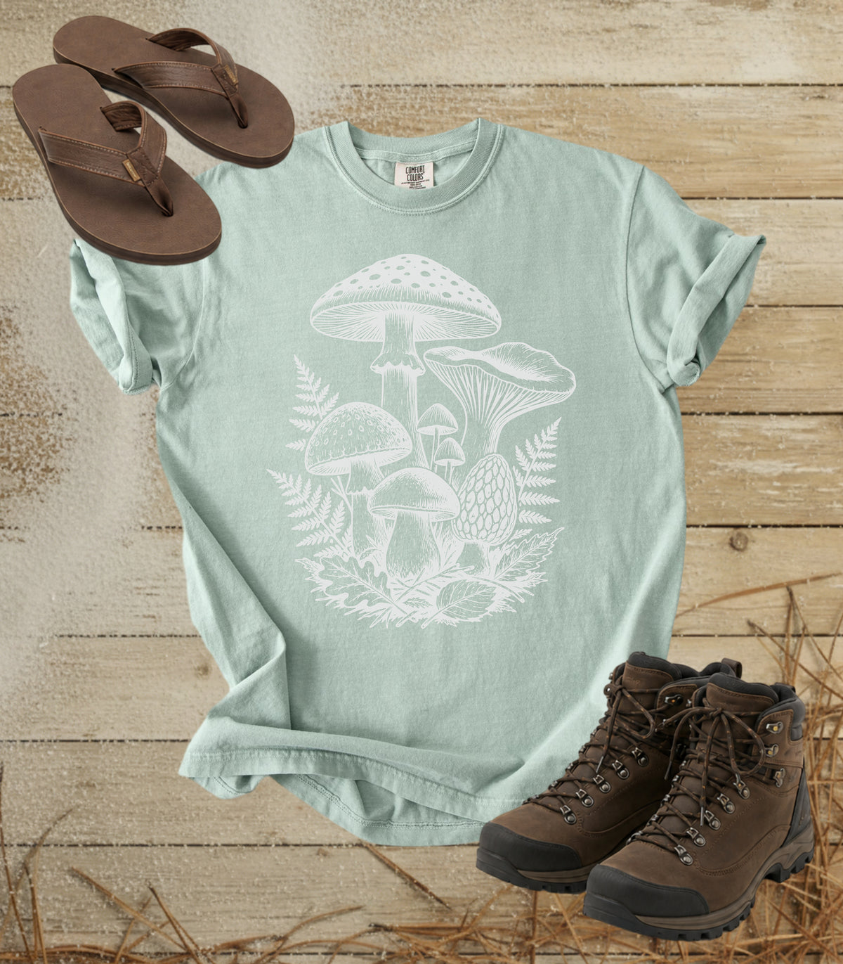 Mushroom Patch T-Shirt — Vintage Botanical Fungi Graphic Tee