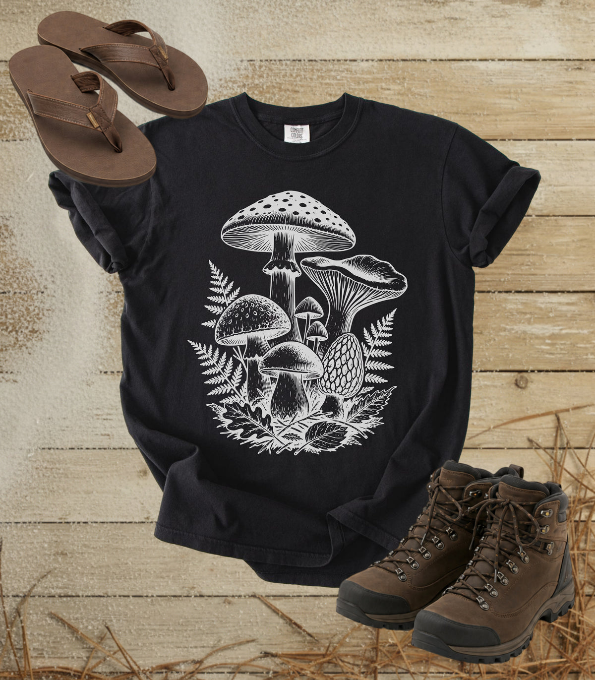 Mushroom Patch T-Shirt — Vintage Botanical Fungi Graphic Tee