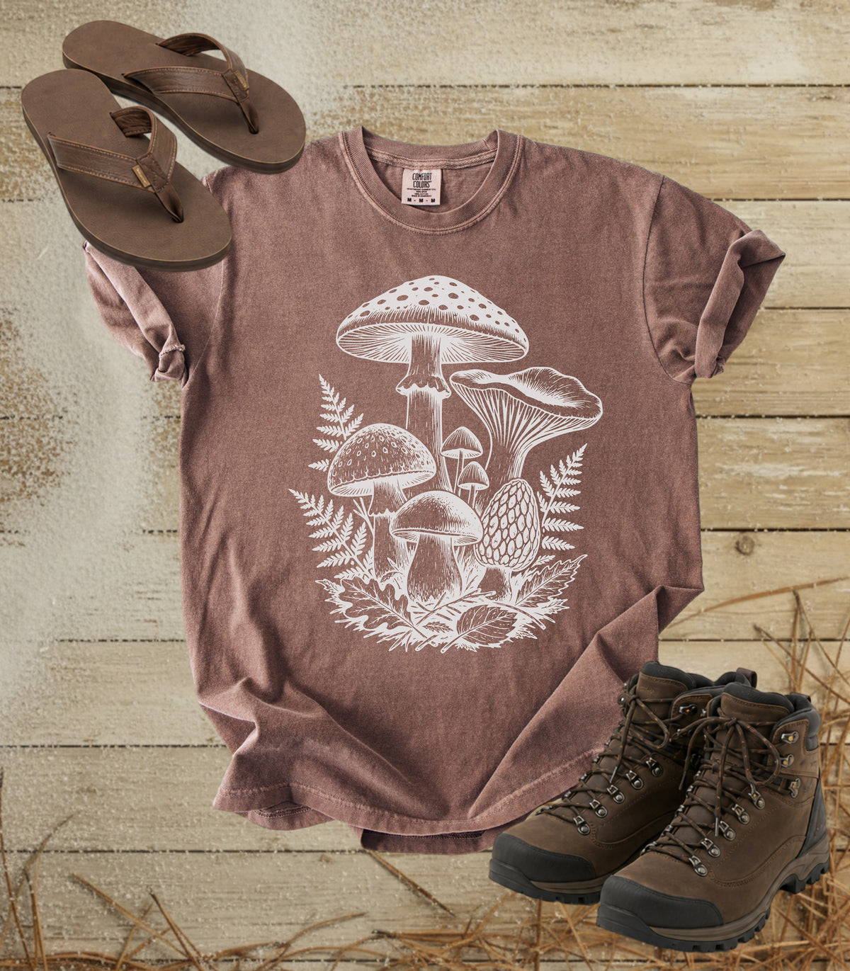 Mushroom Patch T-Shirt — Vintage Botanical Fungi Graphic Tee