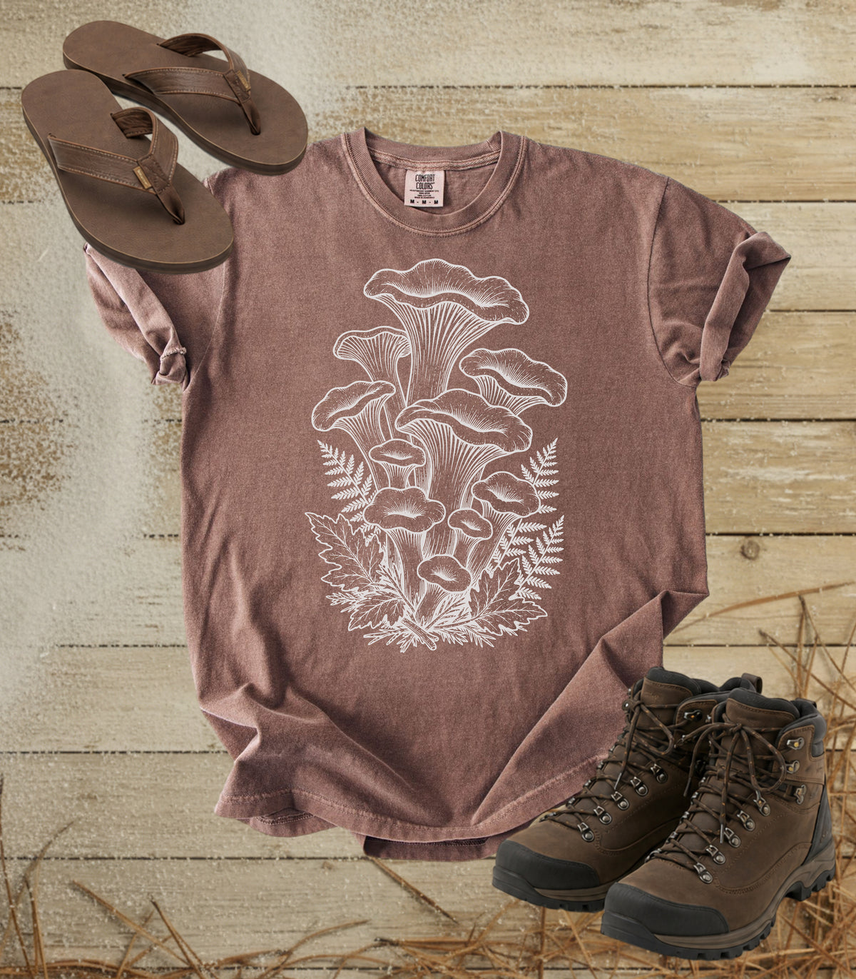Mushroom & Fern Illustration T-Shirt