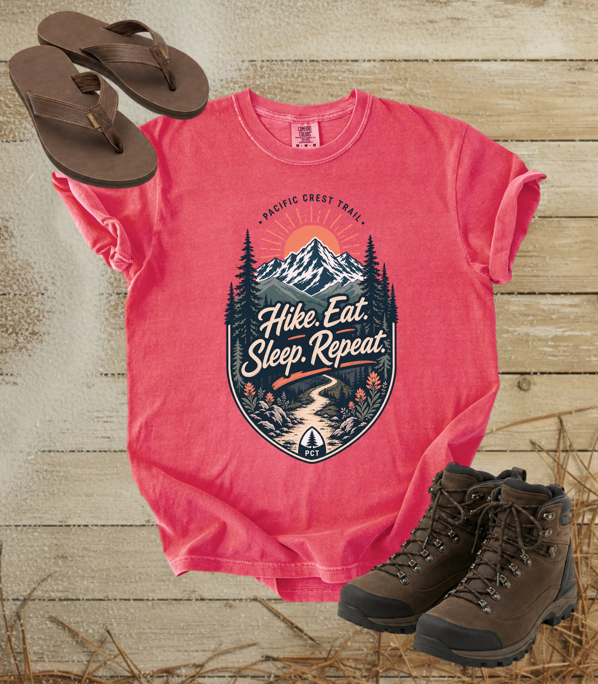 Hike. Eat. Sleep. Repeat. T-Shirt — Pacific Crest Trail Graphic Tee