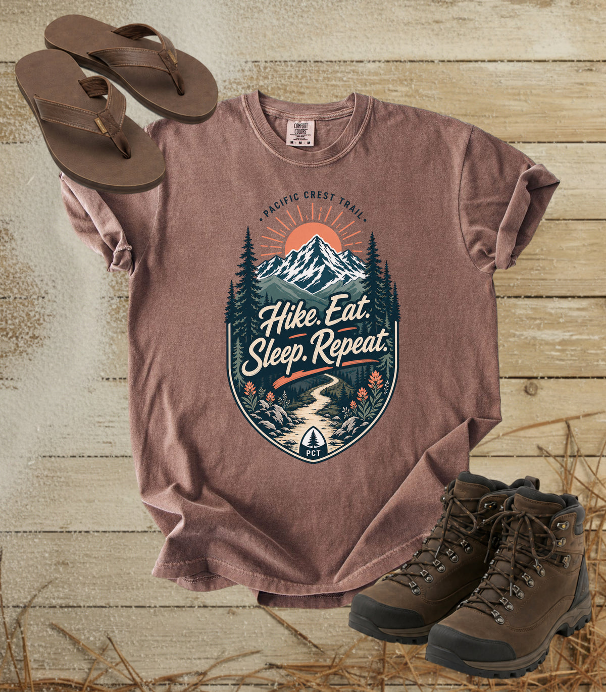 Hike. Eat. Sleep. Repeat. T-Shirt — Pacific Crest Trail Graphic Tee