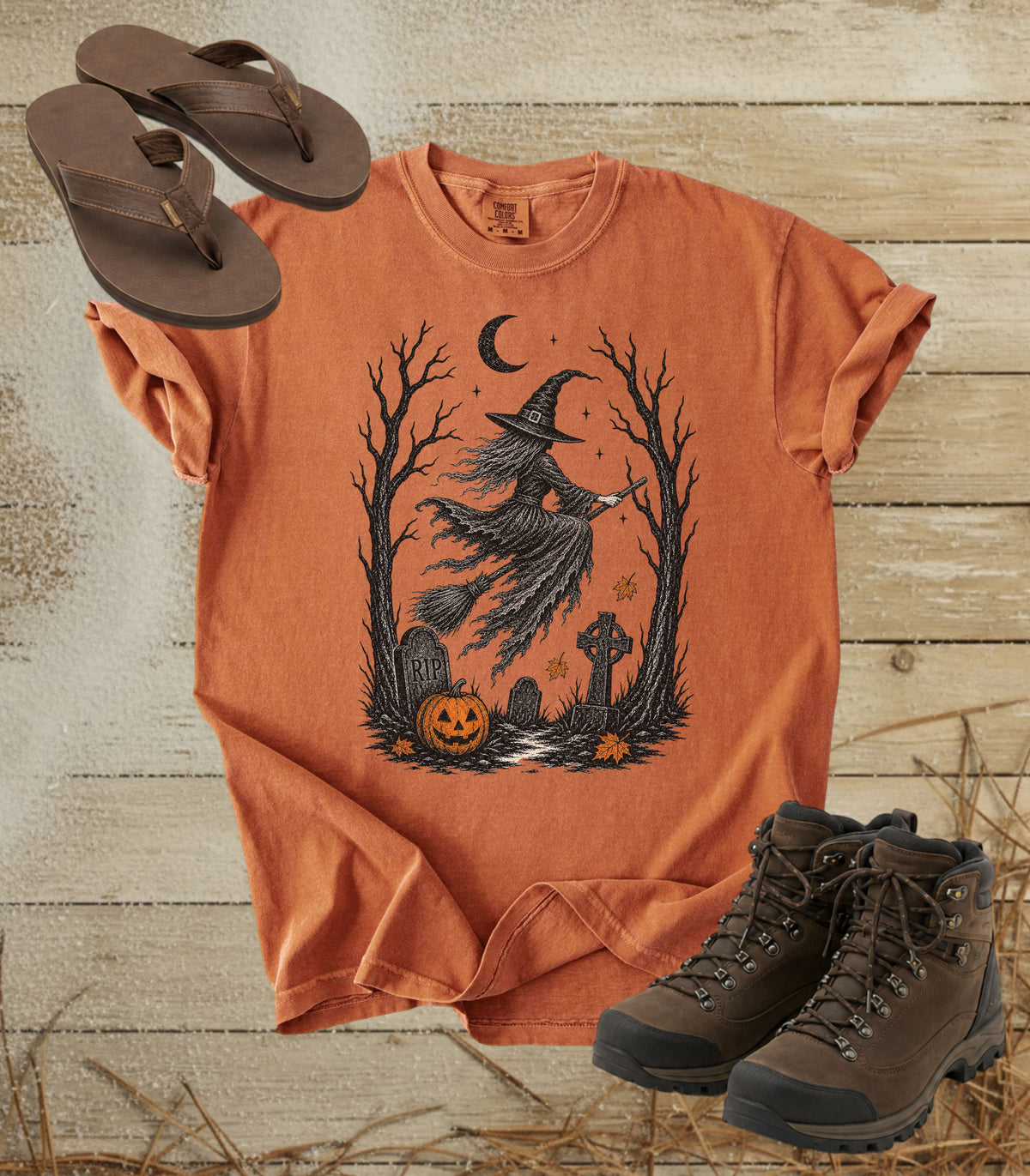 Halloween Witch Graveyard Tee
