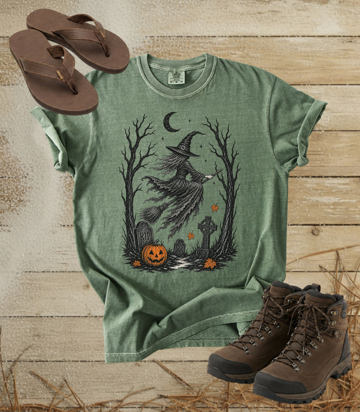 Halloween Witch Graveyard Tee