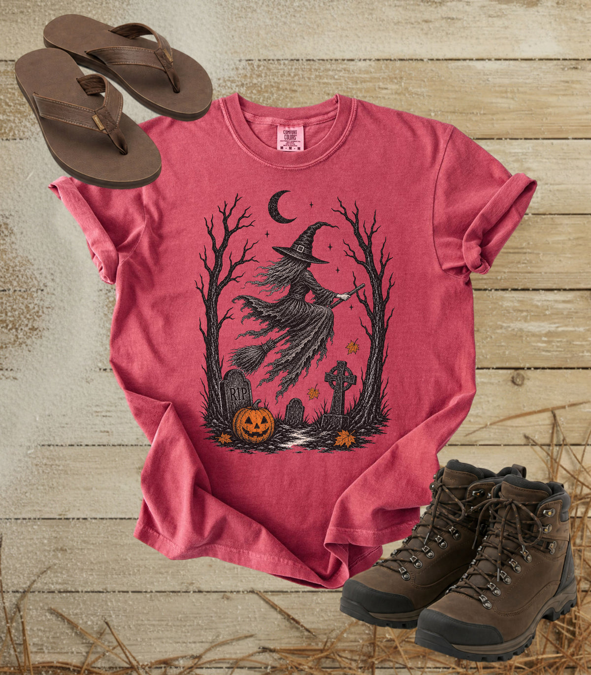 Halloween Witch Graveyard Tee