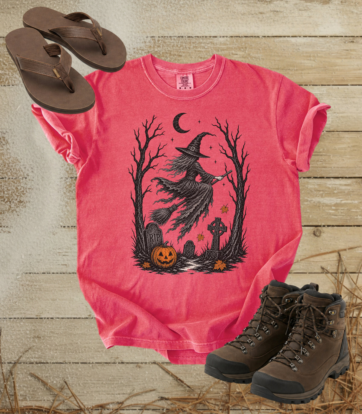 Halloween Witch Graveyard Tee