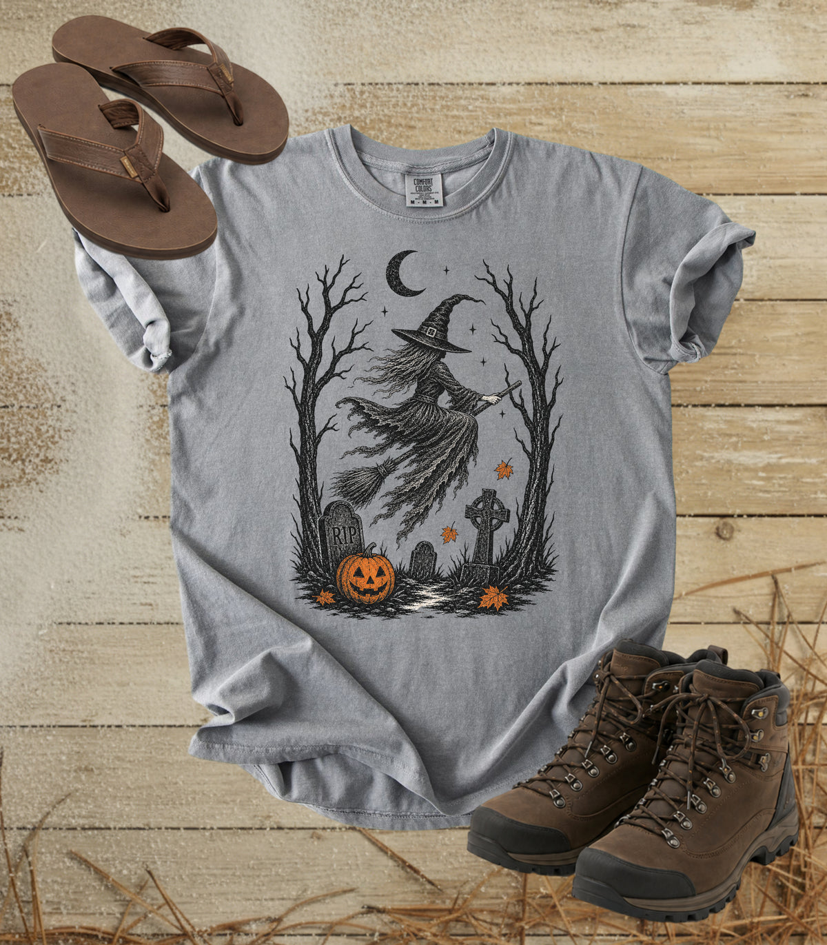 Halloween Witch Graveyard Tee