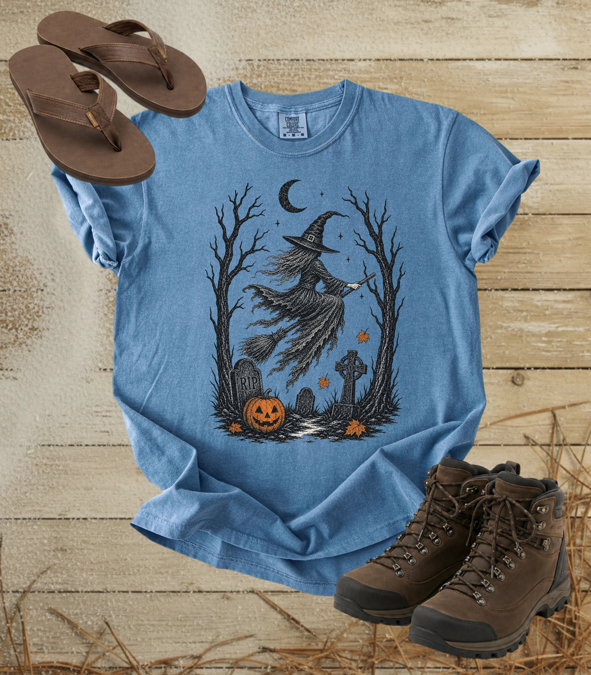 Halloween Witch Graveyard Tee