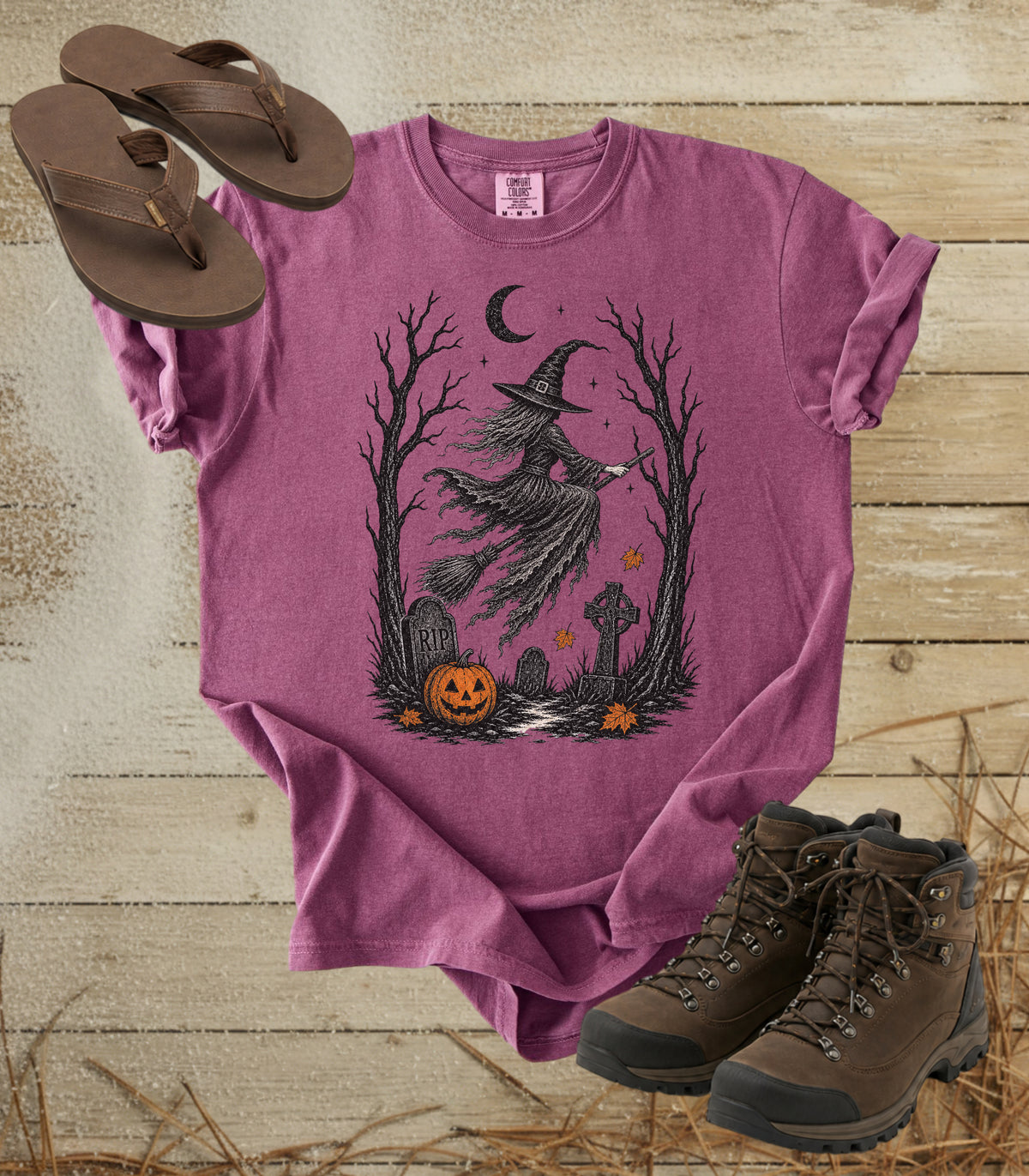 Halloween Witch Graveyard Tee