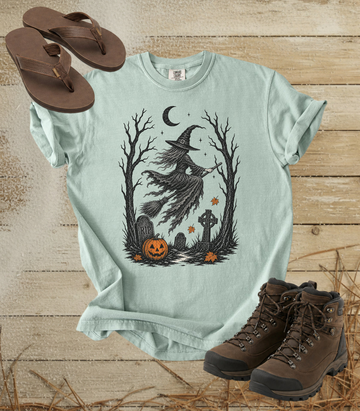 Halloween Witch Graveyard Tee