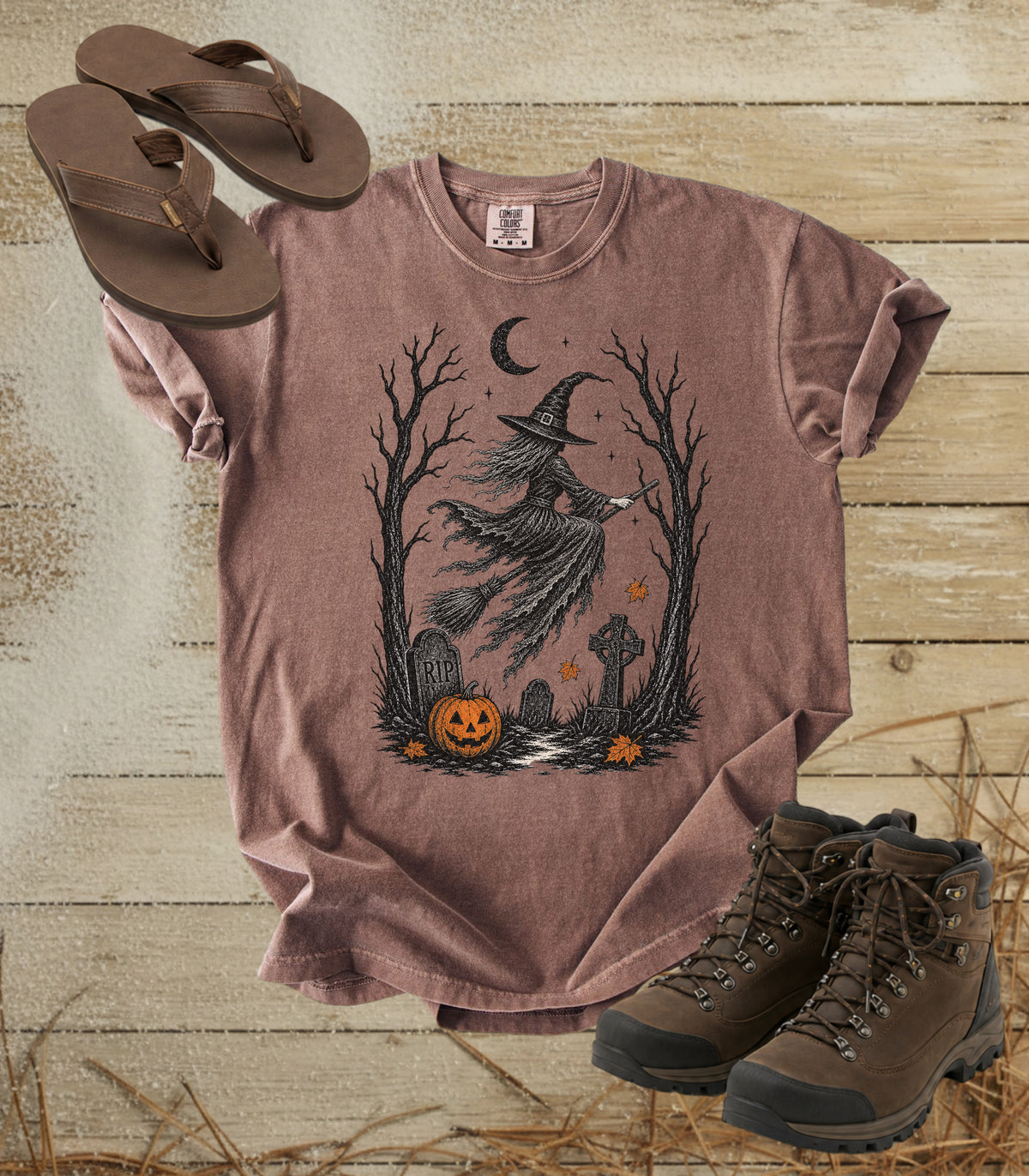 Halloween Witch Graveyard Tee