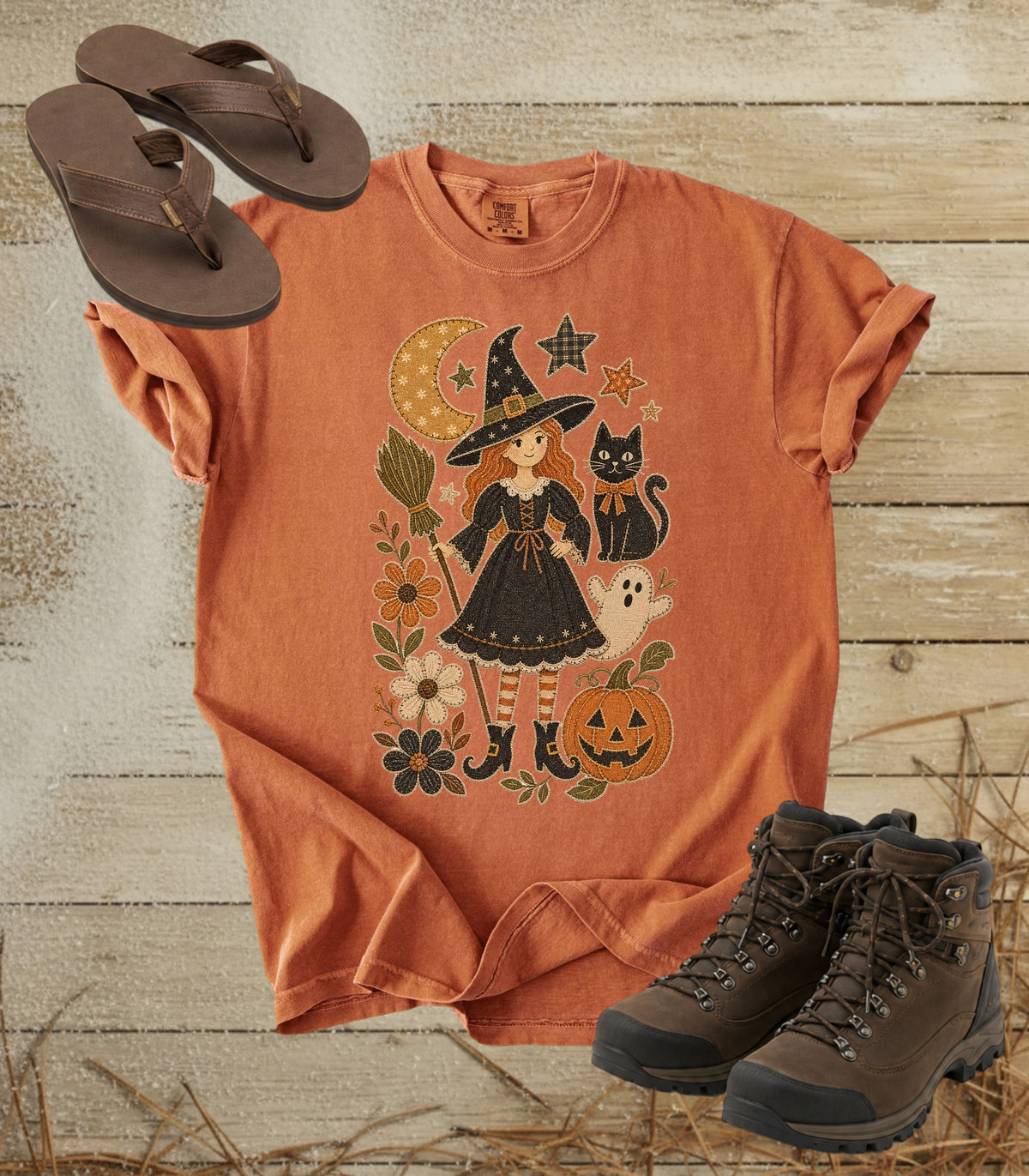 Pretty Patchwork Witch Halloween Tee