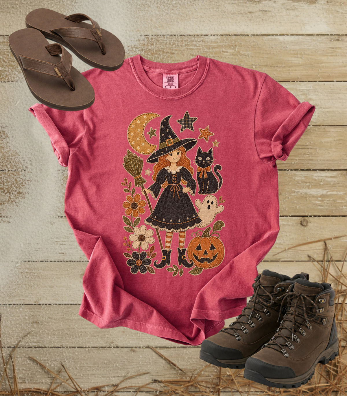 Pretty Patchwork Witch Halloween Tee