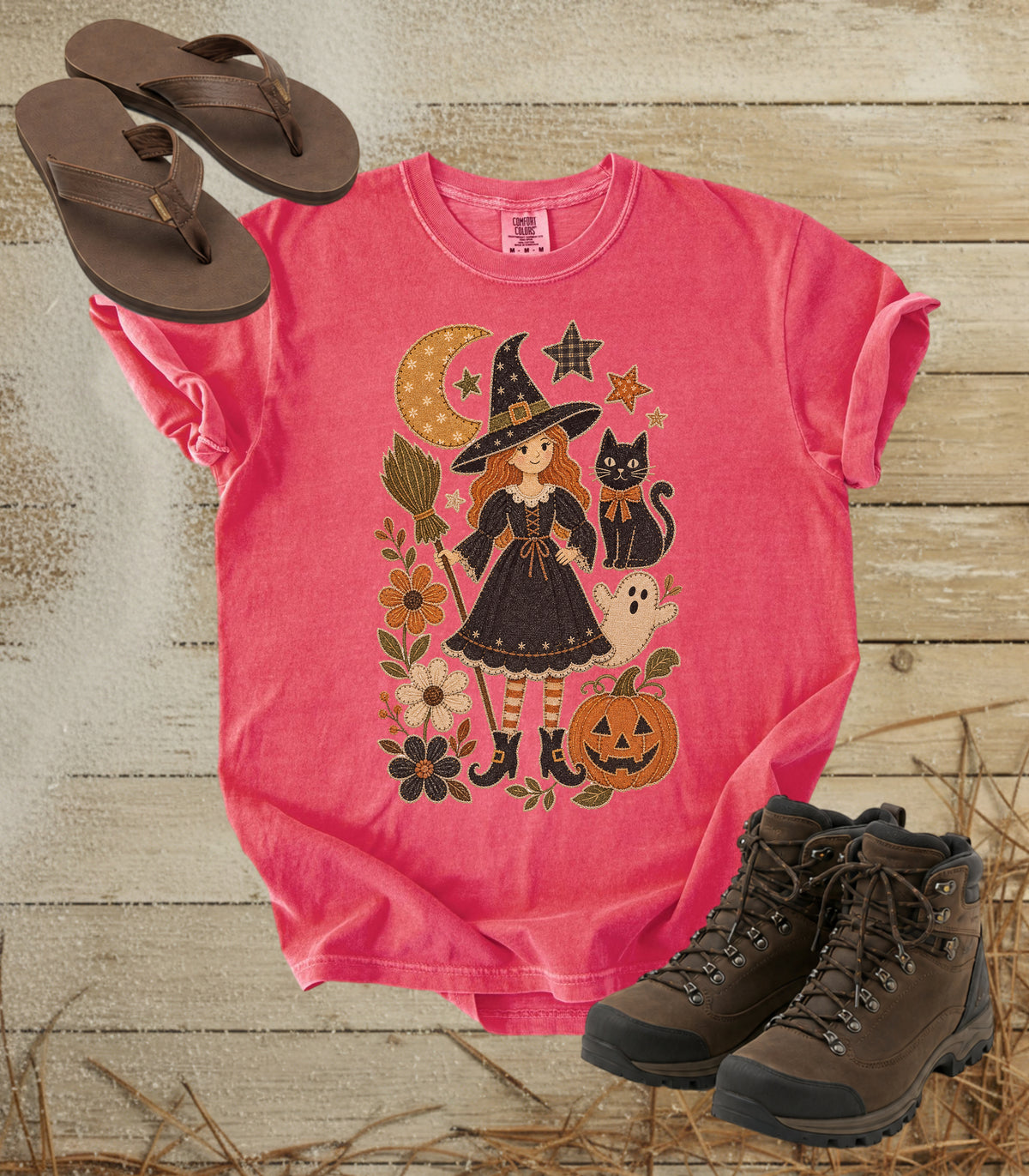 Pretty Patchwork Witch Halloween Tee