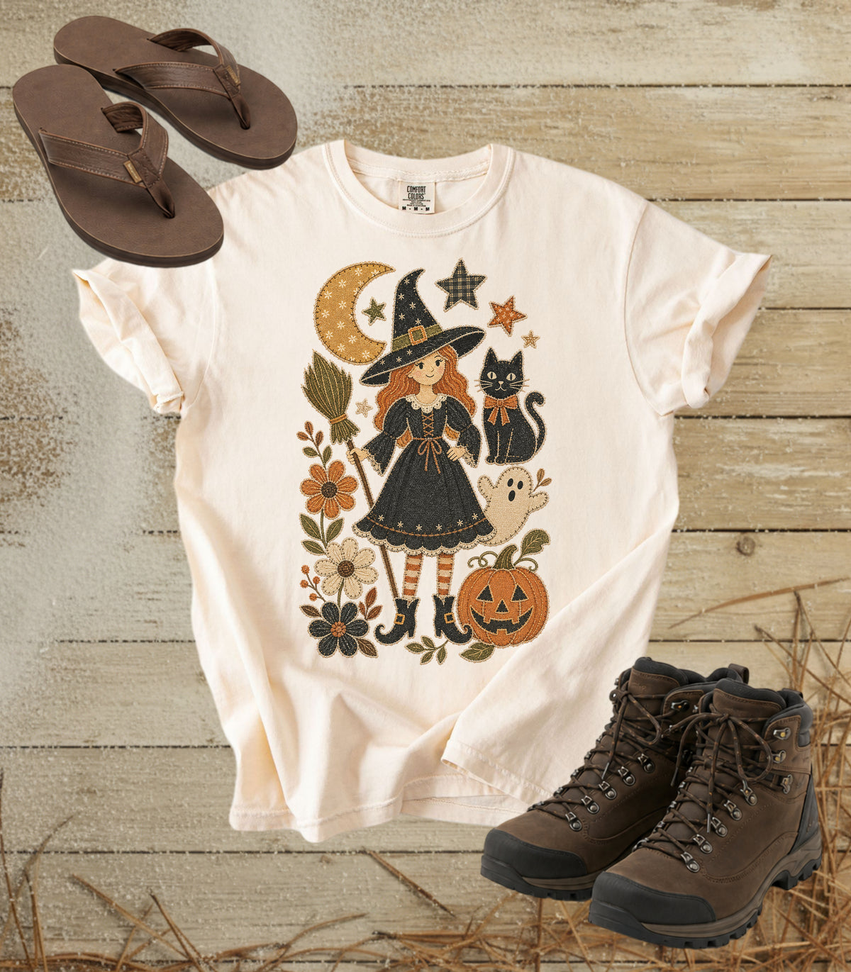 Pretty Patchwork Witch Halloween Tee