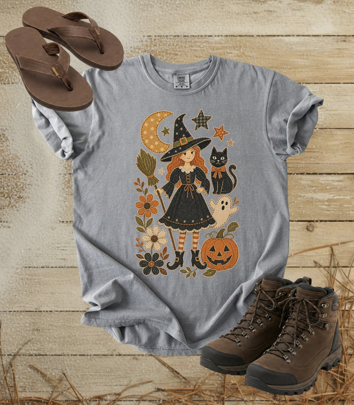 Pretty Patchwork Witch Halloween Tee