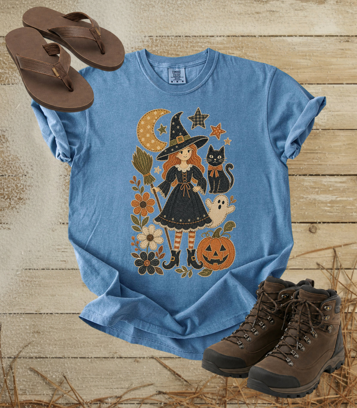 Pretty Patchwork Witch Halloween Tee