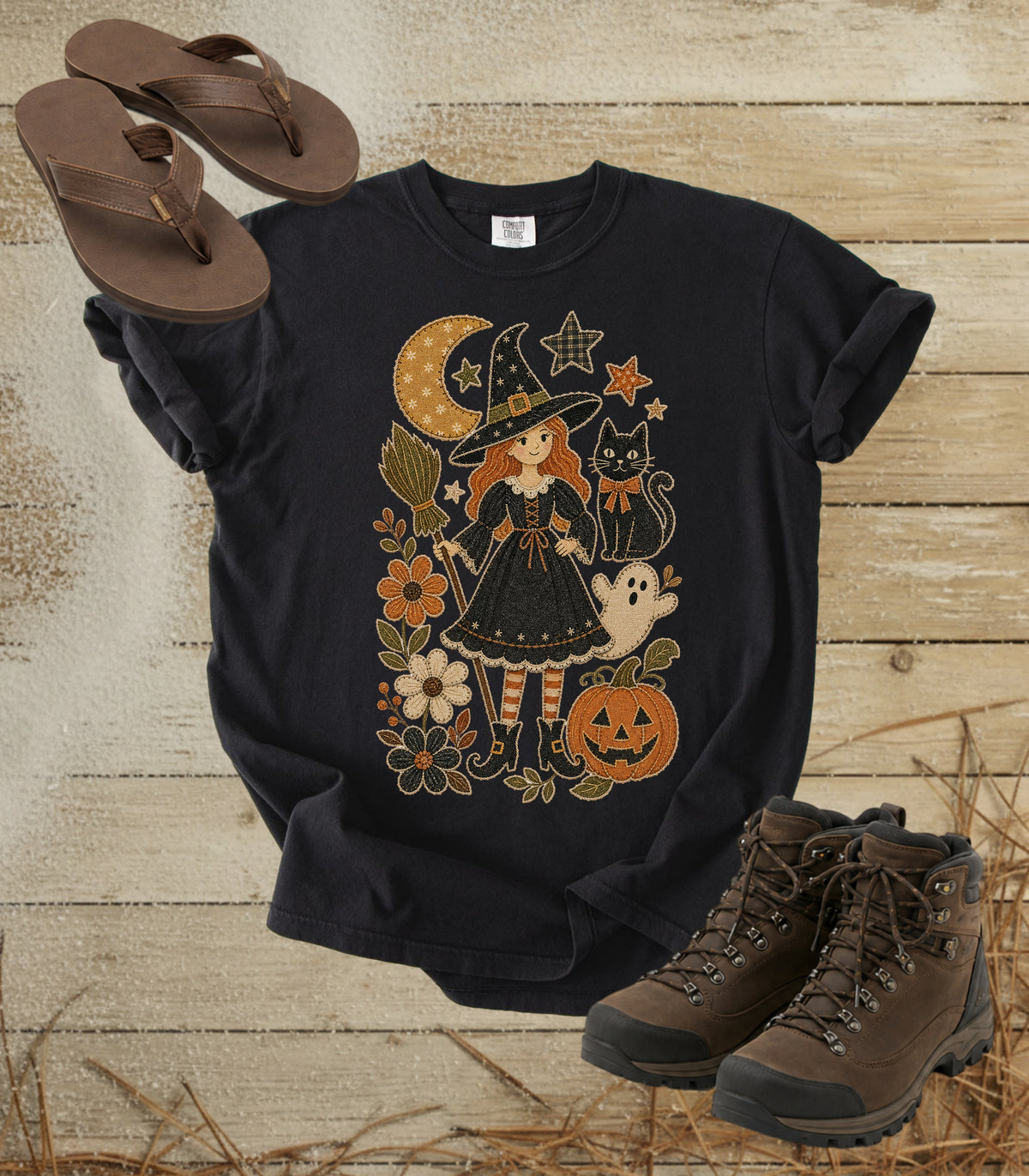 Pretty Patchwork Witch Halloween Tee
