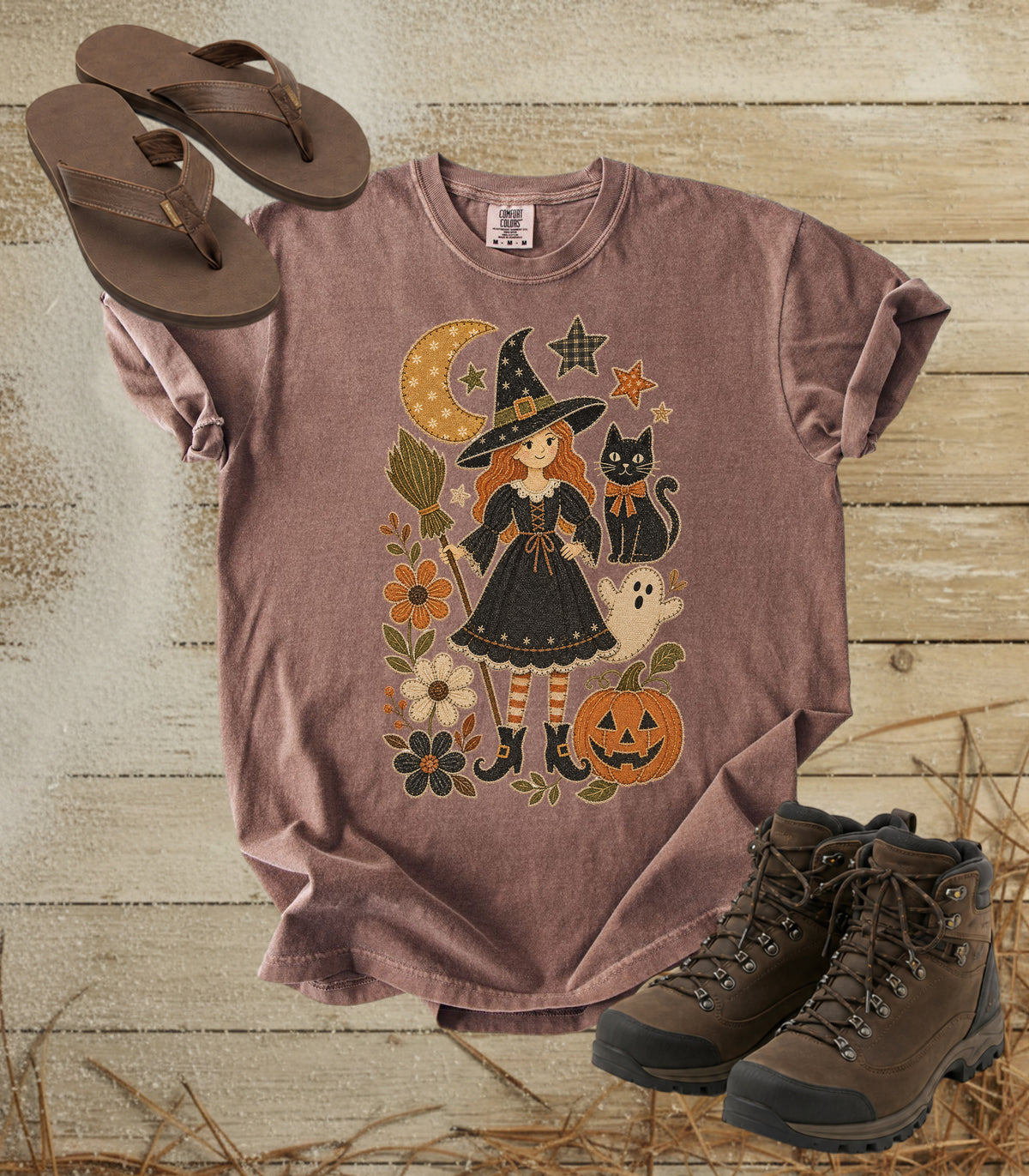 Pretty Patchwork Witch Halloween Tee