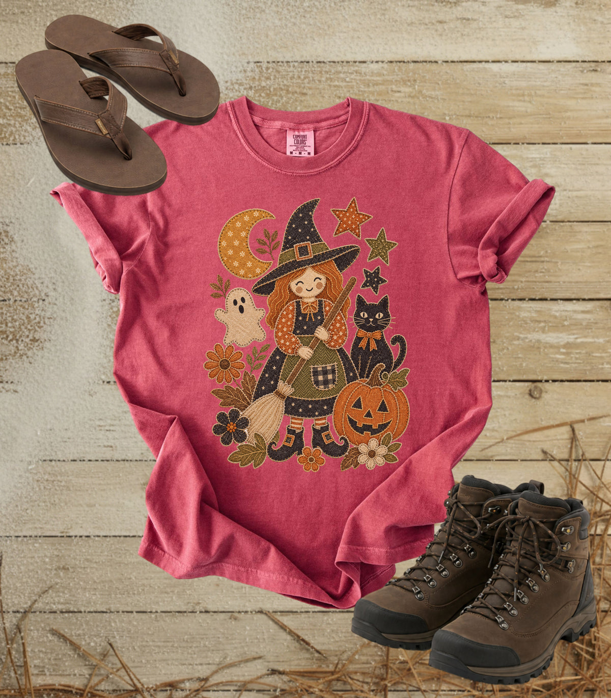 Patchwork Halloween Cute Witch Tee