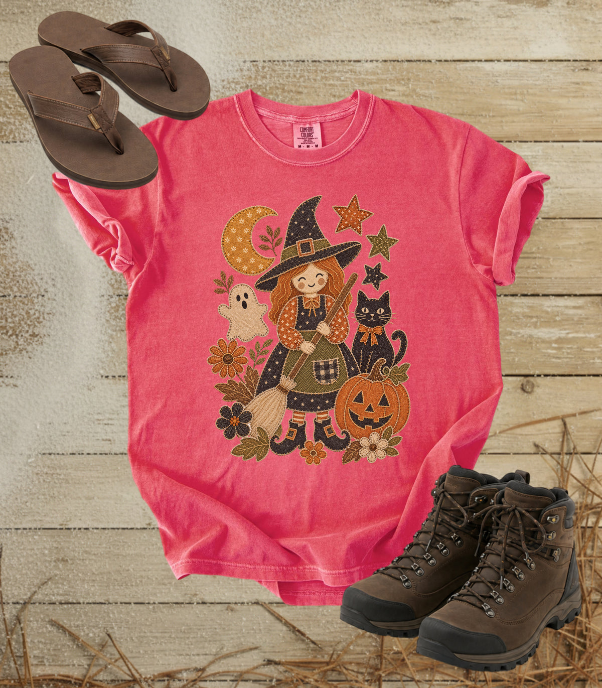 Patchwork Halloween Cute Witch Tee