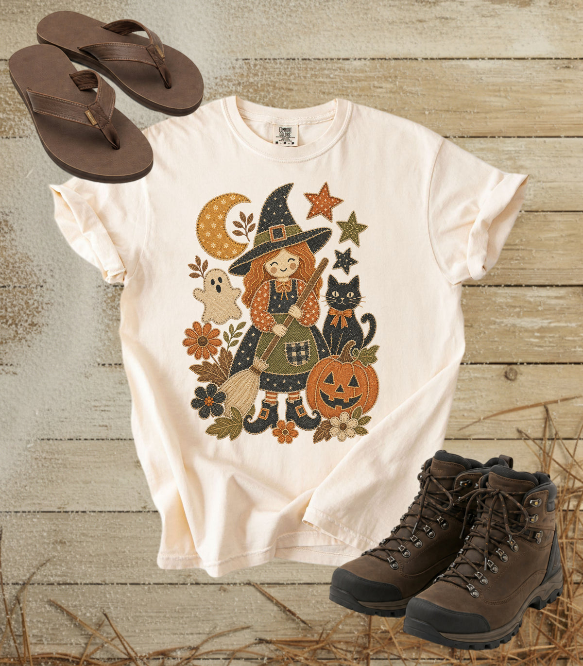 Patchwork Halloween Cute Witch Tee