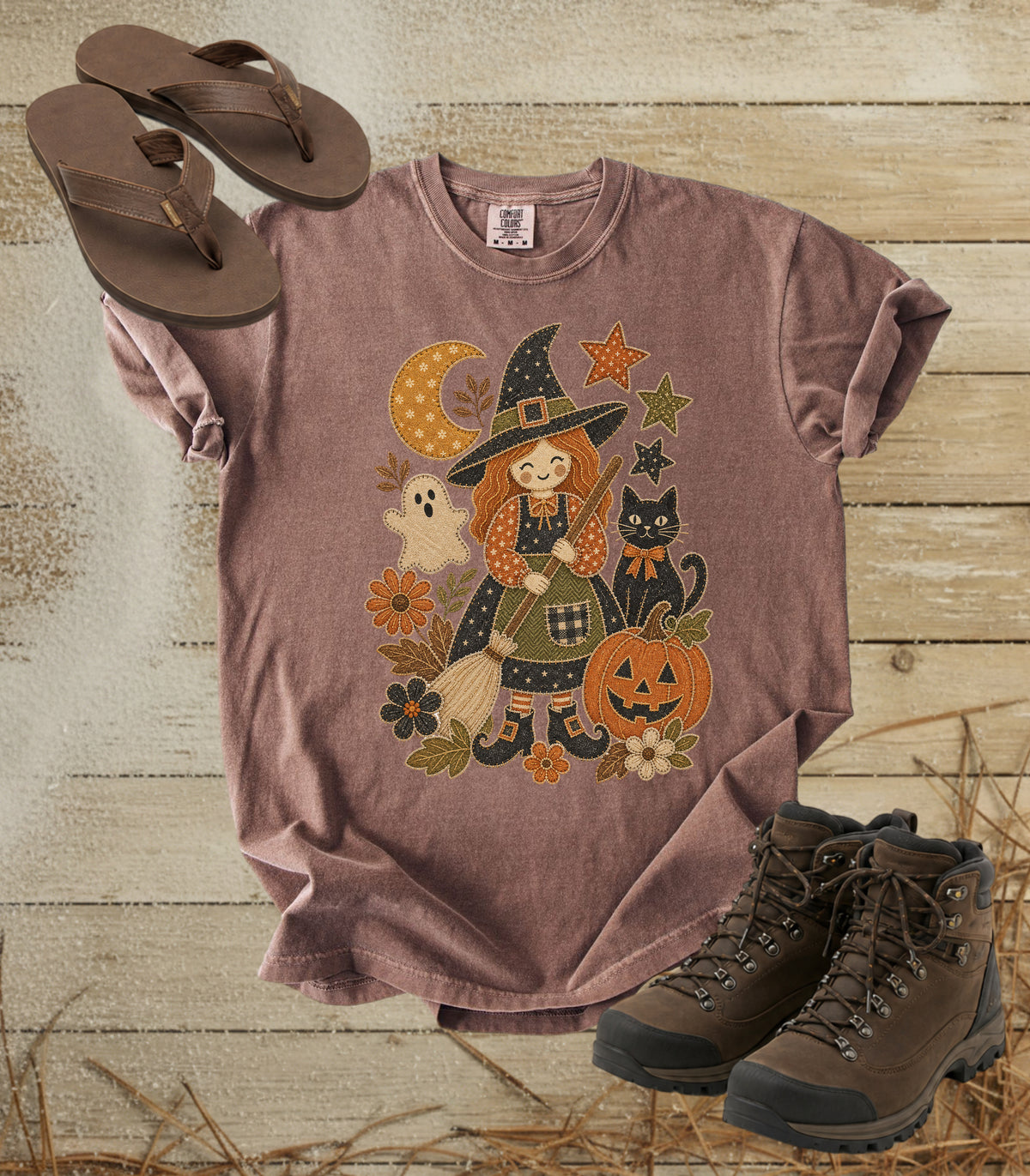 Patchwork Halloween Cute Witch Tee