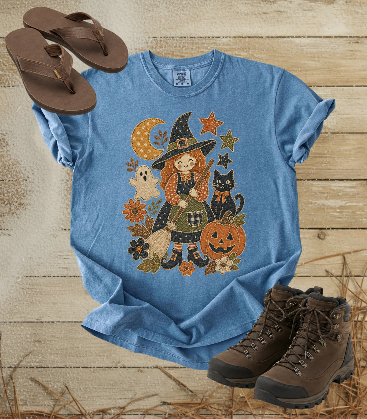 Patchwork Halloween Cute Witch Tee