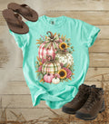 Autumn Painterly Plaid Pumpkin Bouquet T-shirt