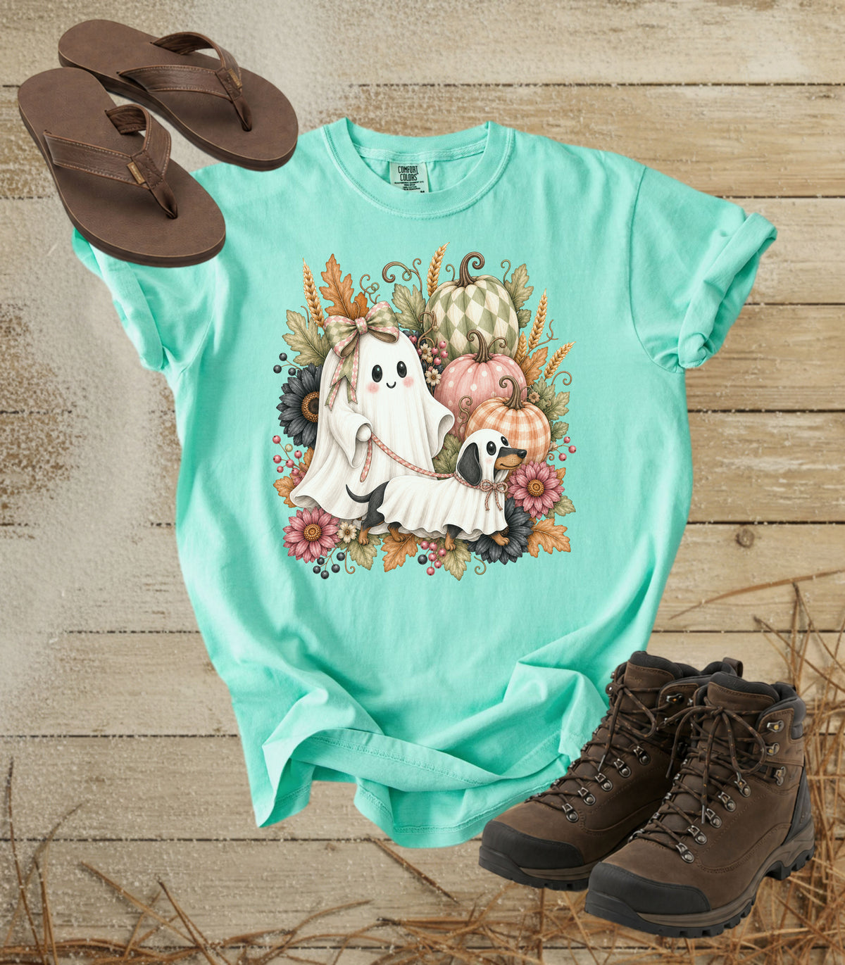Cute Ghost Walking Dachshund Ghost Tee