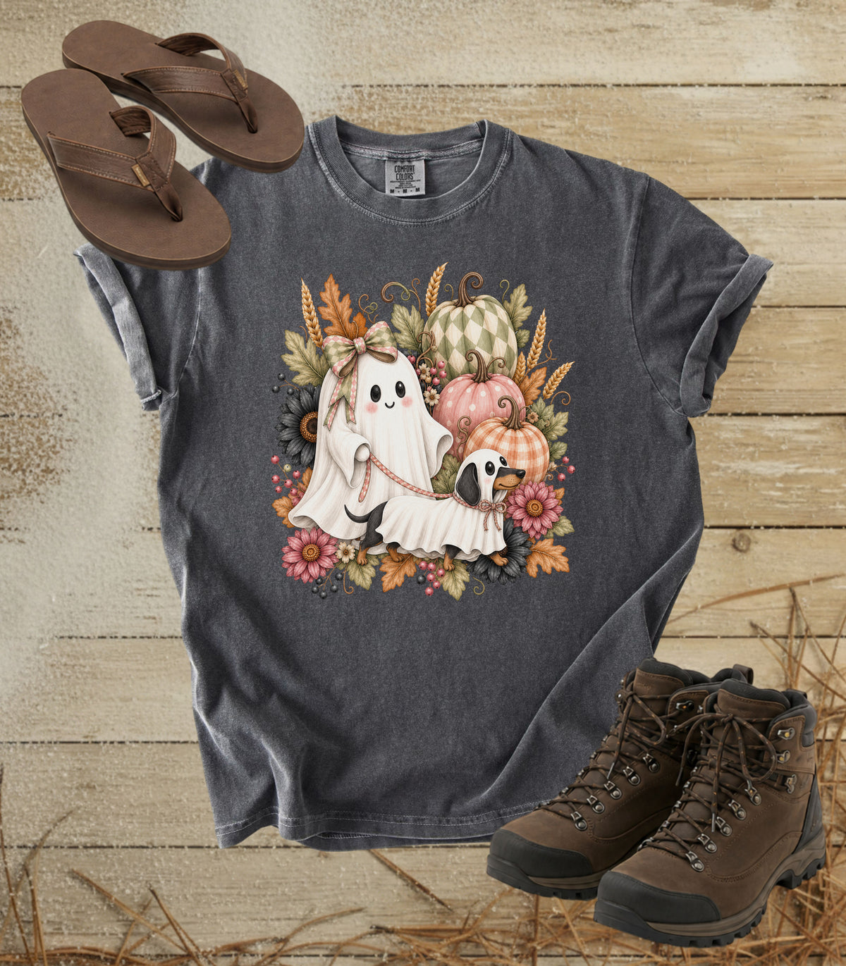Cute Ghost Walking Dachshund Ghost Tee