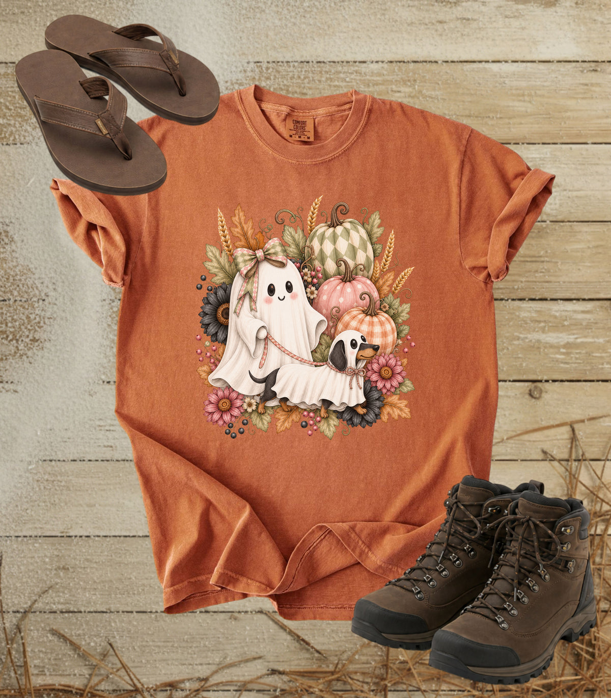 Cute Ghost Walking Dachshund Ghost Tee