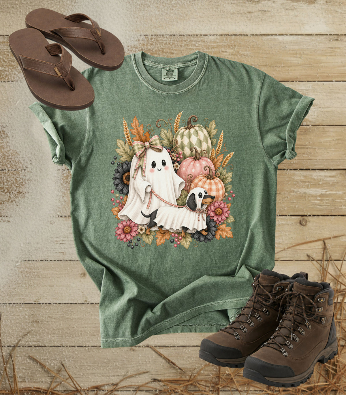Cute Ghost Walking Dachshund Ghost Tee