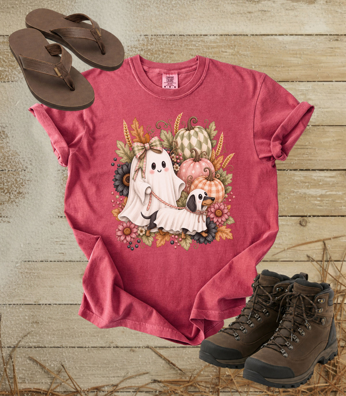 Cute Ghost Walking Dachshund Ghost Tee