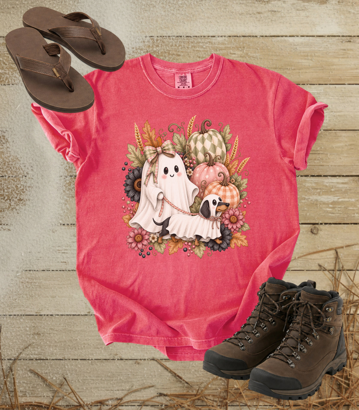 Cute Ghost Walking Dachshund Ghost Tee