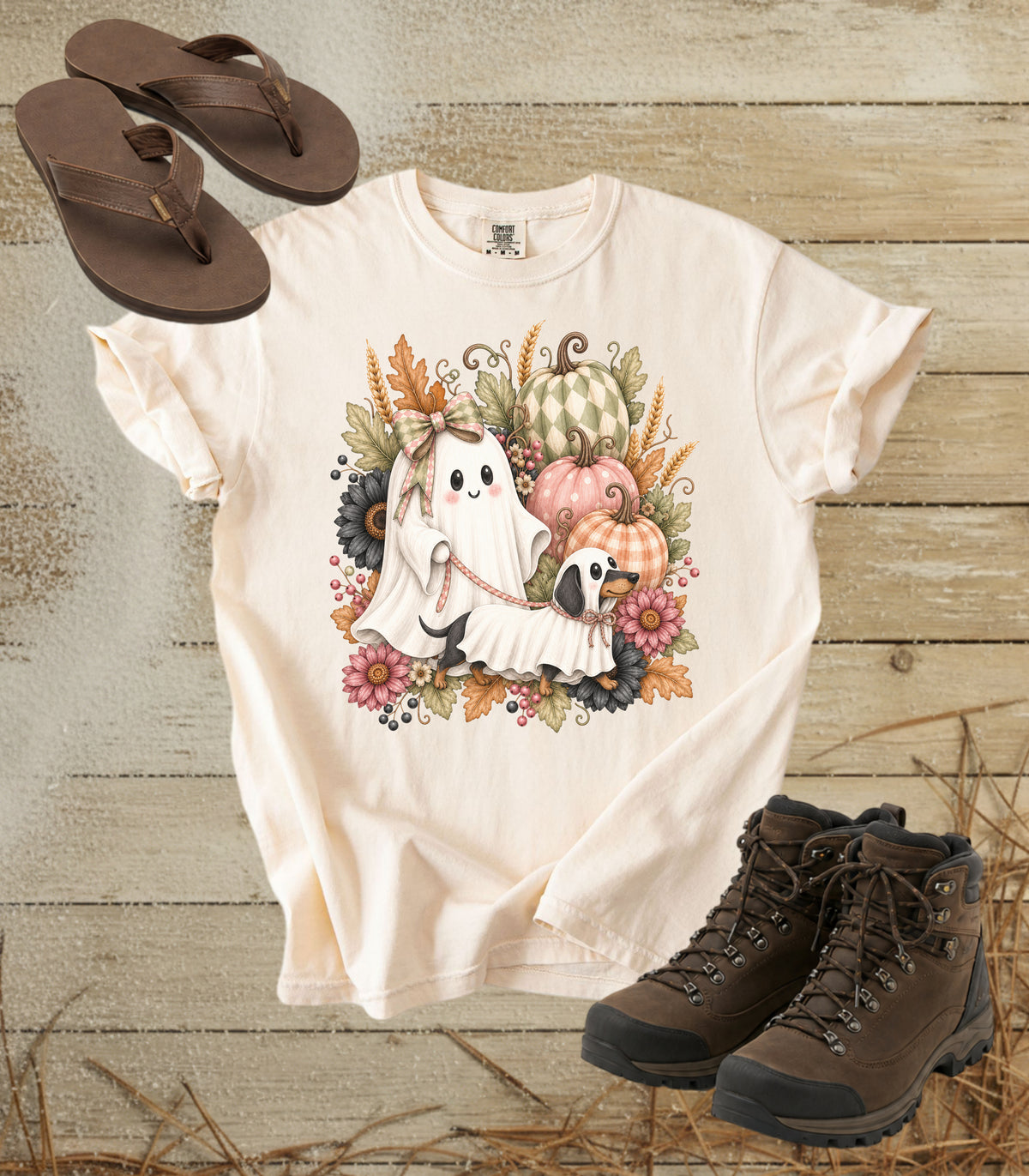 Cute Ghost Walking Dachshund Ghost Tee