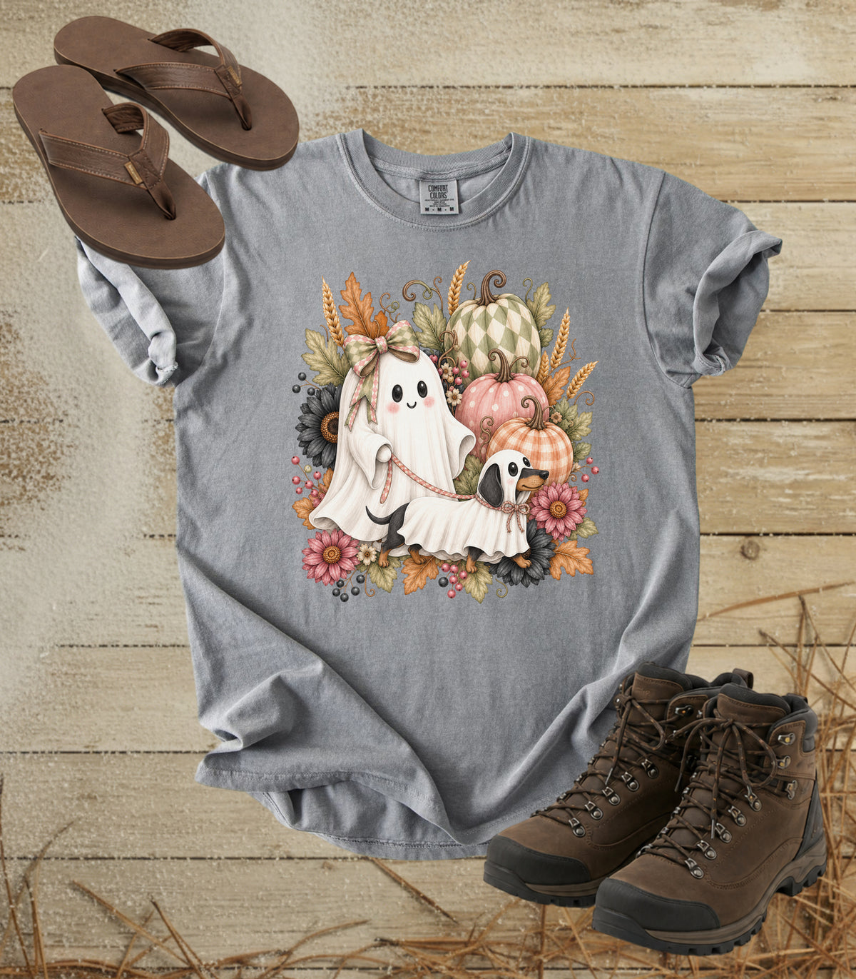 Cute Ghost Walking Dachshund Ghost Tee