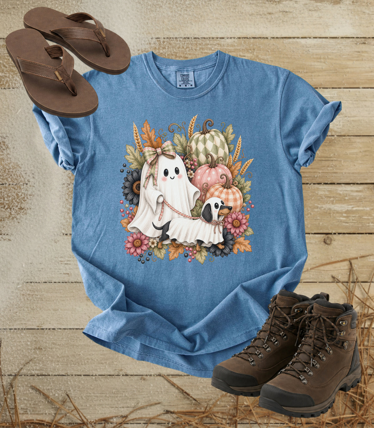 Cute Ghost Walking Dachshund Ghost Tee